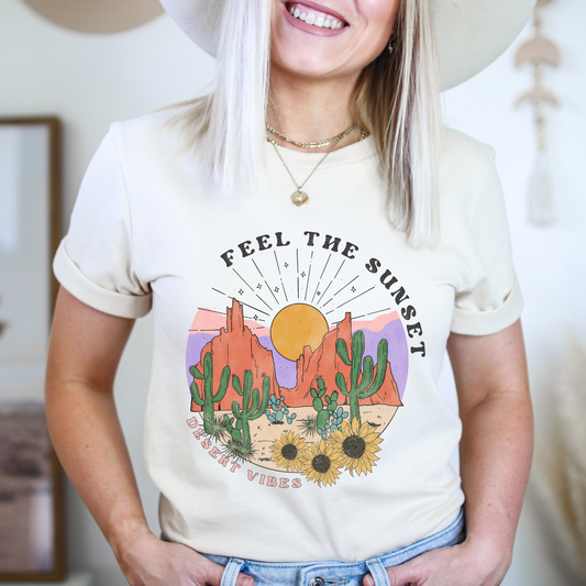 Feel the Sunset Desert Vibes Boho Vintage Unisex T-Shirt