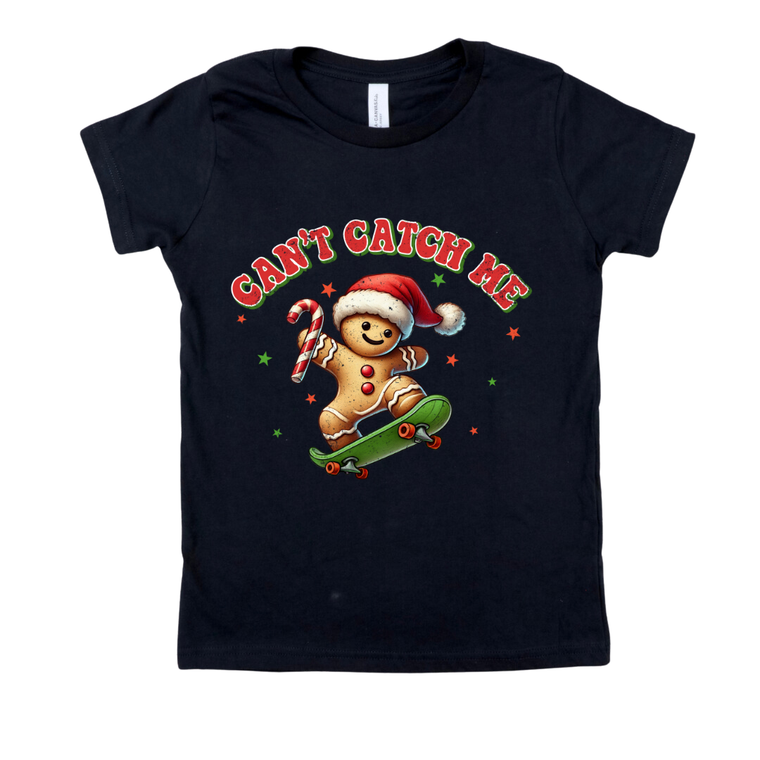 Can't Catch Me Skateboard Gingerbread Man T-Shirt